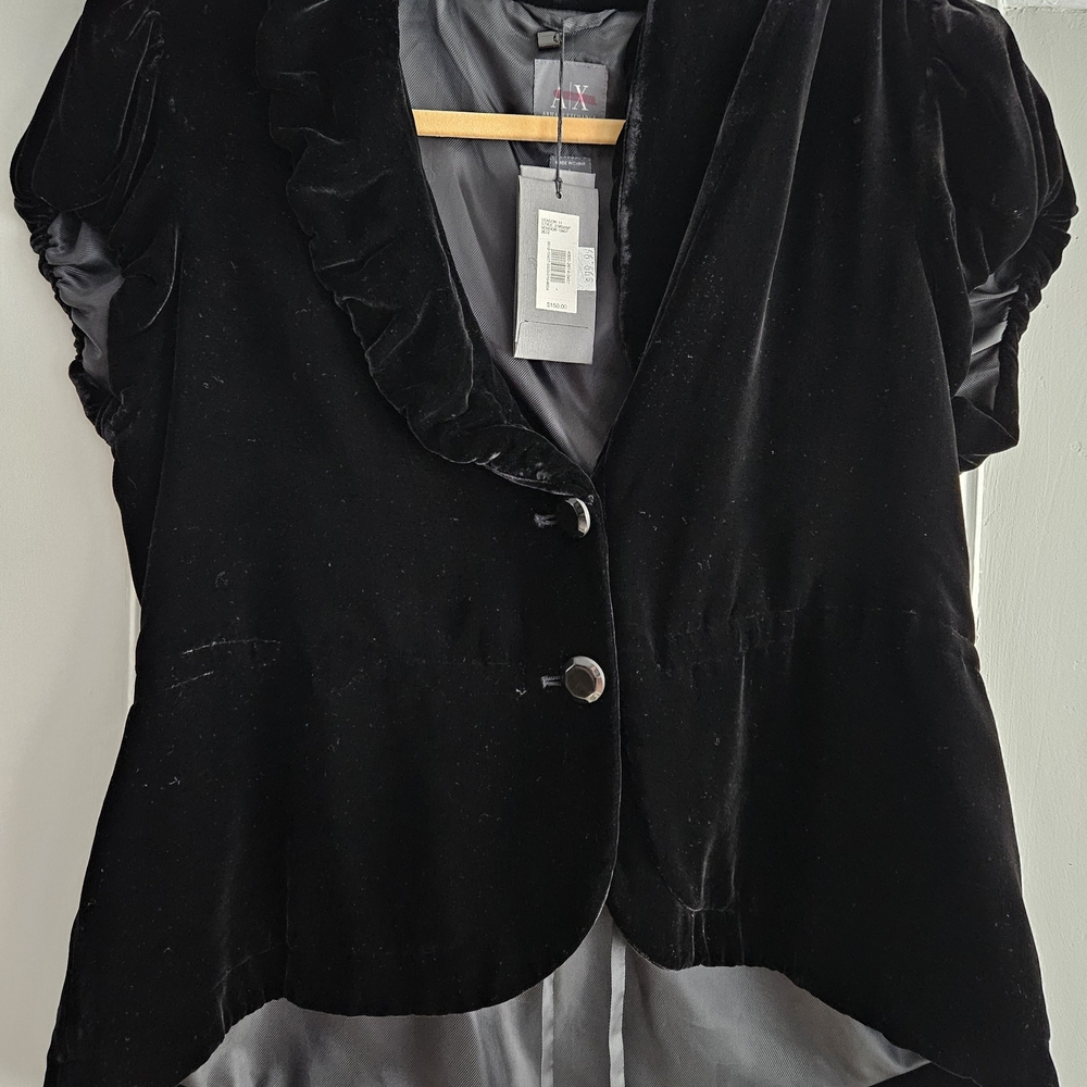 NWT Armani Exchange Black Velvet Top Sz L